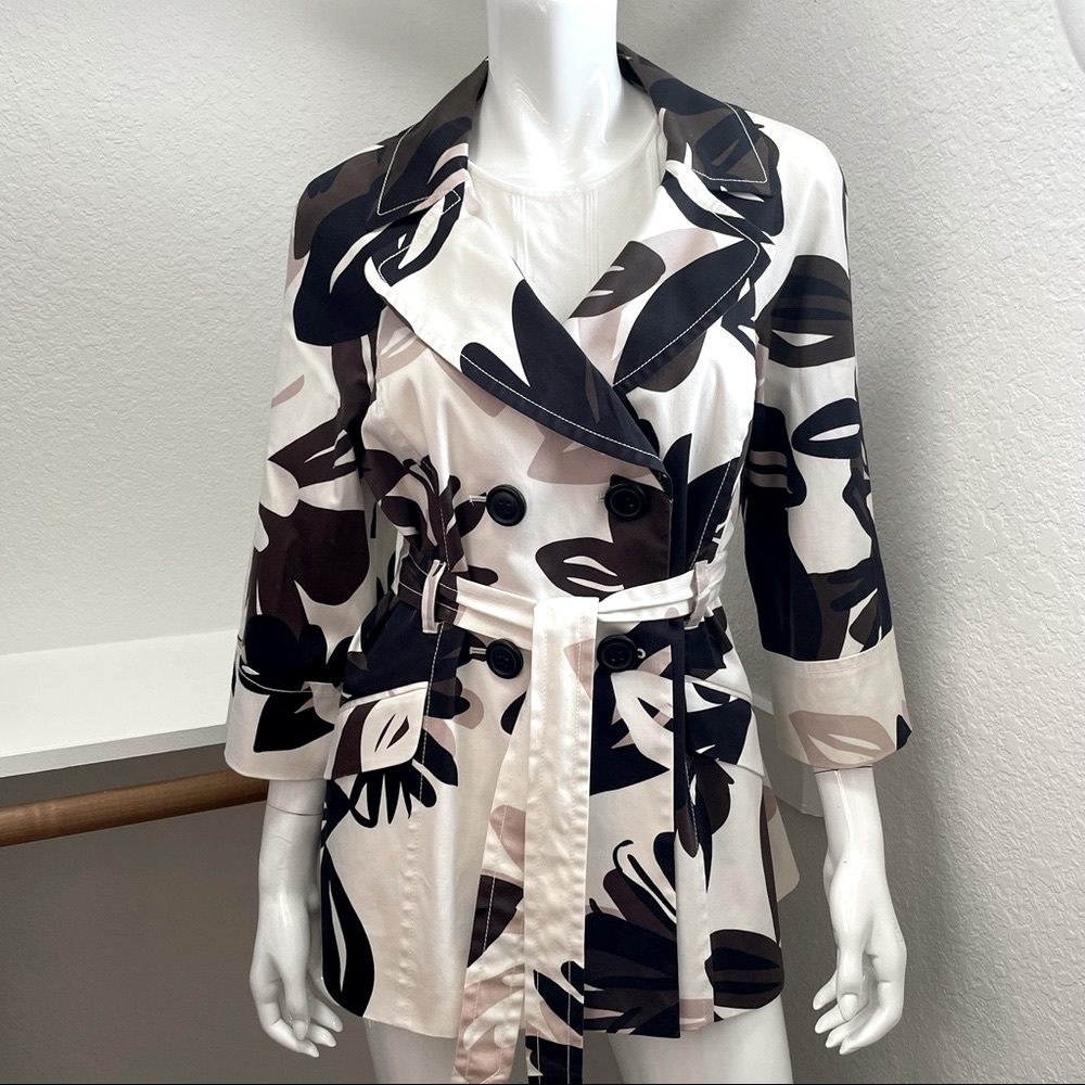 SEMANTIKS Floral Print Belted Pea Coat Sz P/XL
